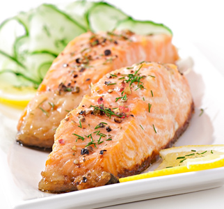 Salmon steaks on a plate