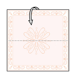Arrow showing direction to fold bandanna