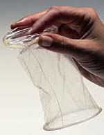 Female condom made of polyurethane