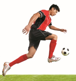 Stylized image of man kicking soccer ball